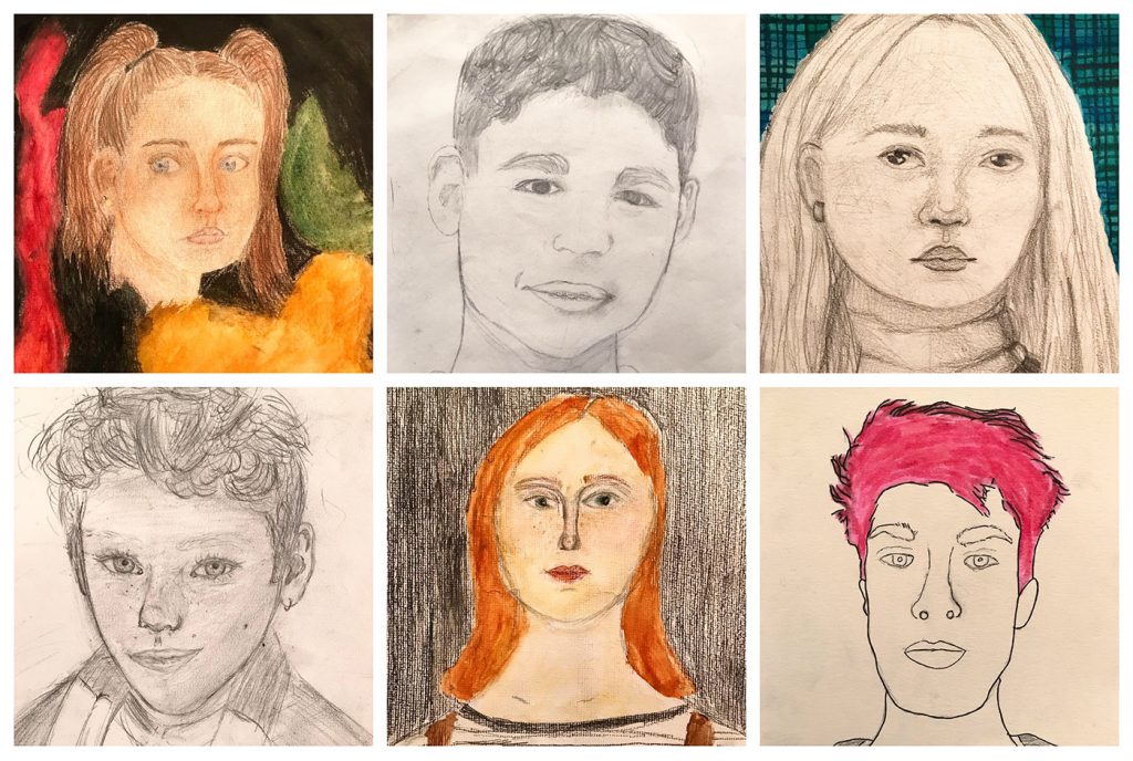 Student self portraits, created as part of their Cyber Civics class