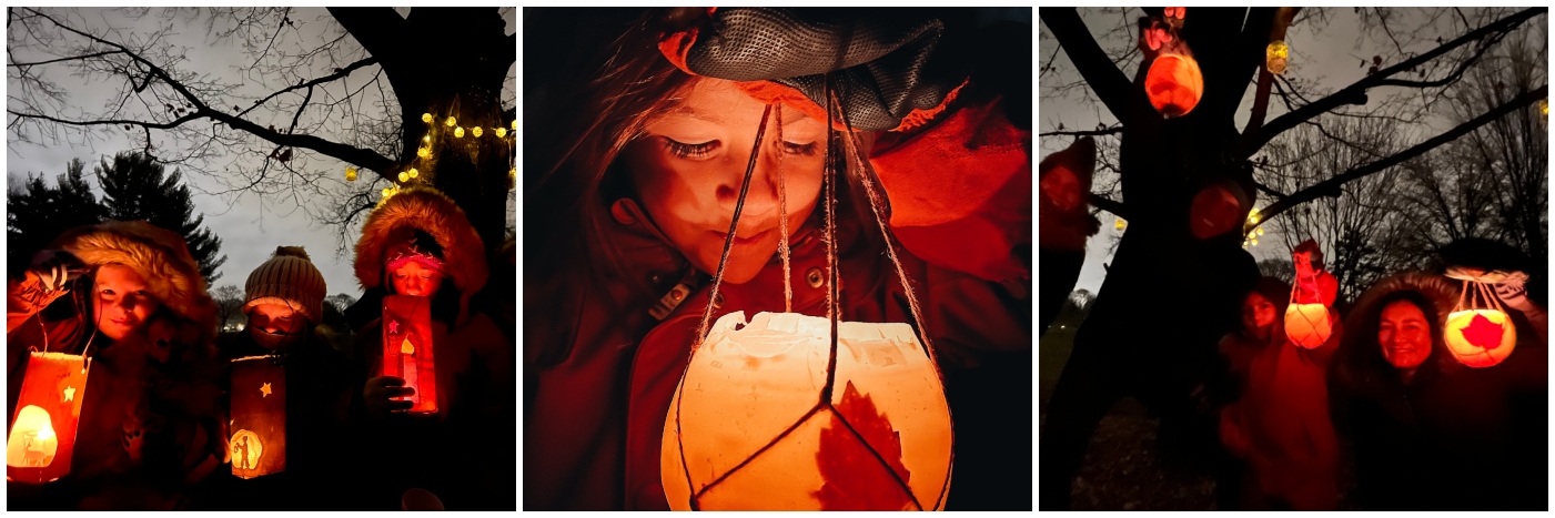 Lanterns illuminate the night during City of Lakes Waldorf School's Lantern Walk Festival in Minneapolis